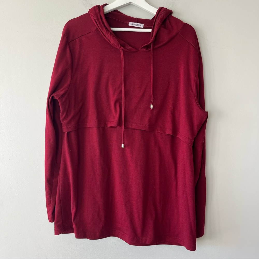 Women's Red Nursing Hoodie Top